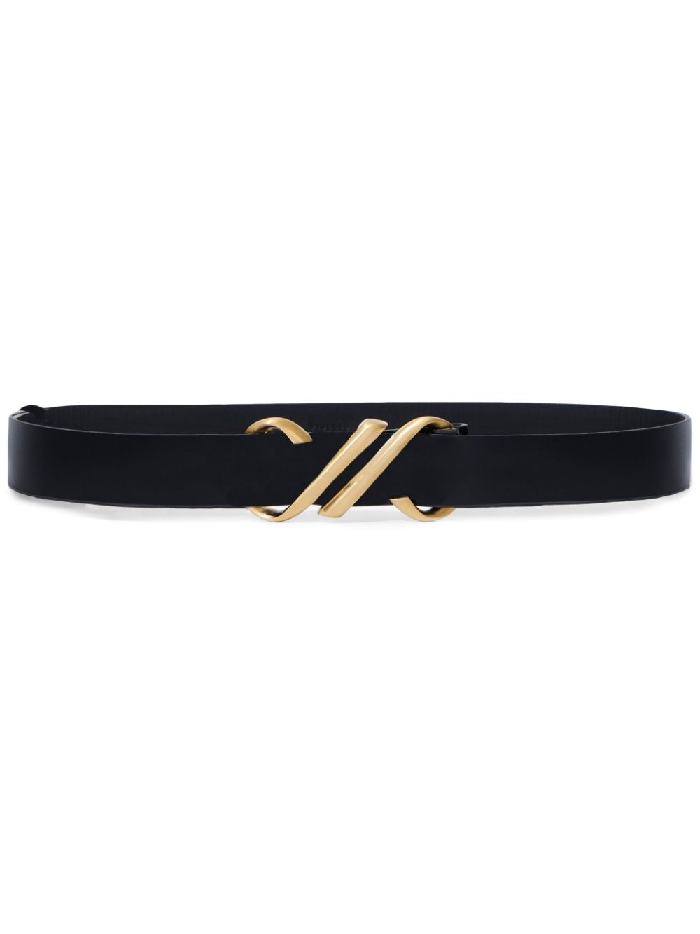 Monogram-plaque leather belt - Black