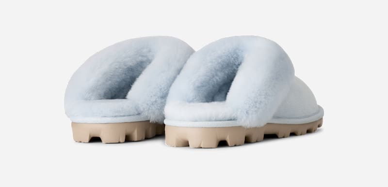 ® Women's Coquette Durable Sheepskin Slipper in Sky Blue