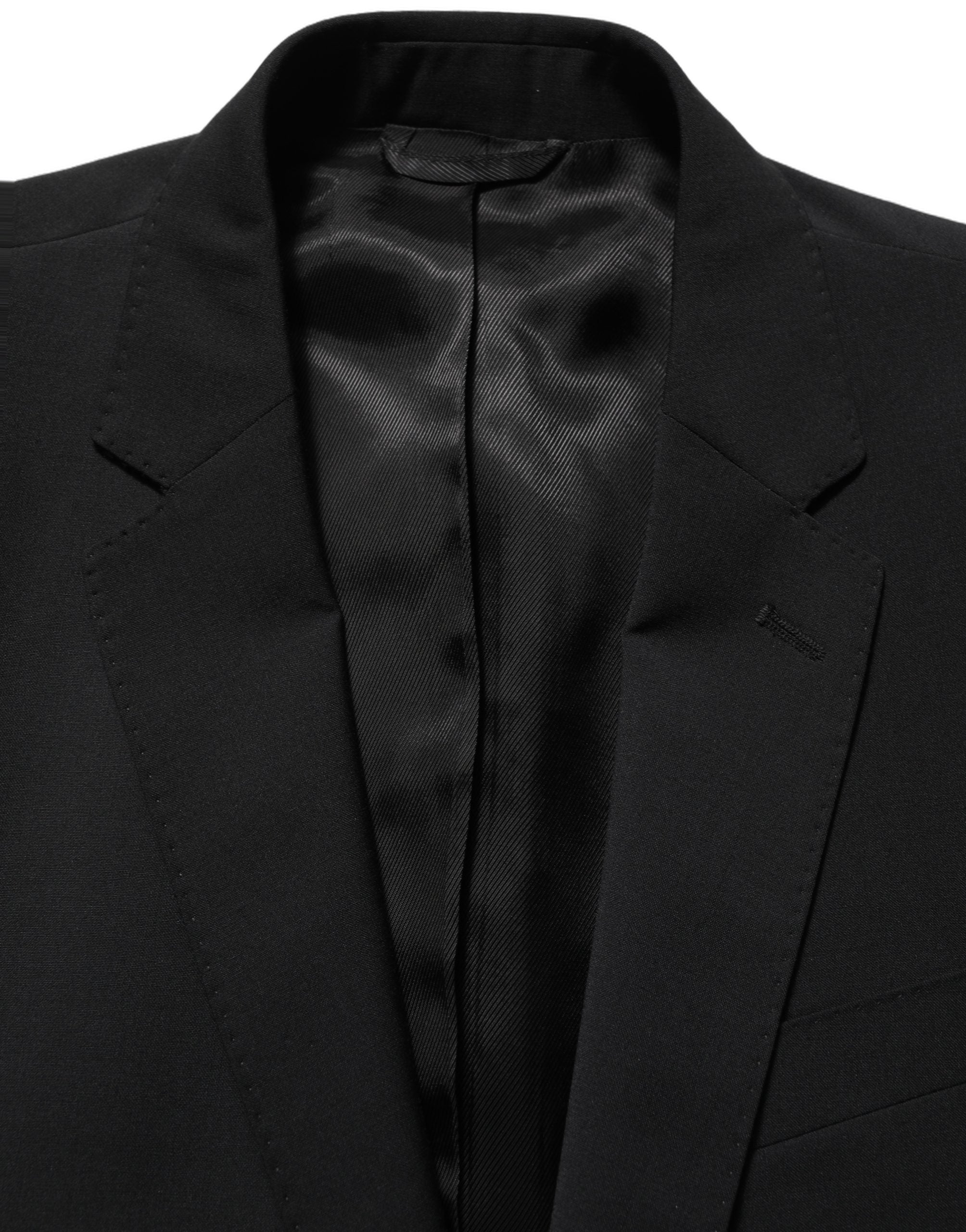 Wool Slim Fit Formal Pant Suit — Black
