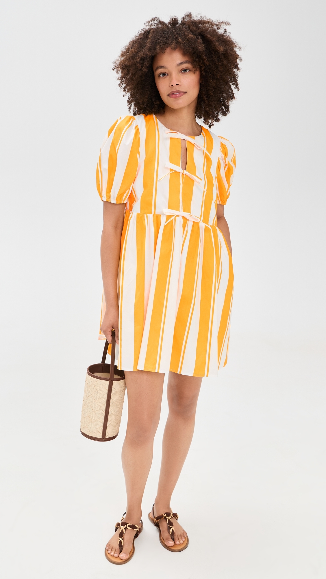 Bold Stripe Mini Dress Yellow/White