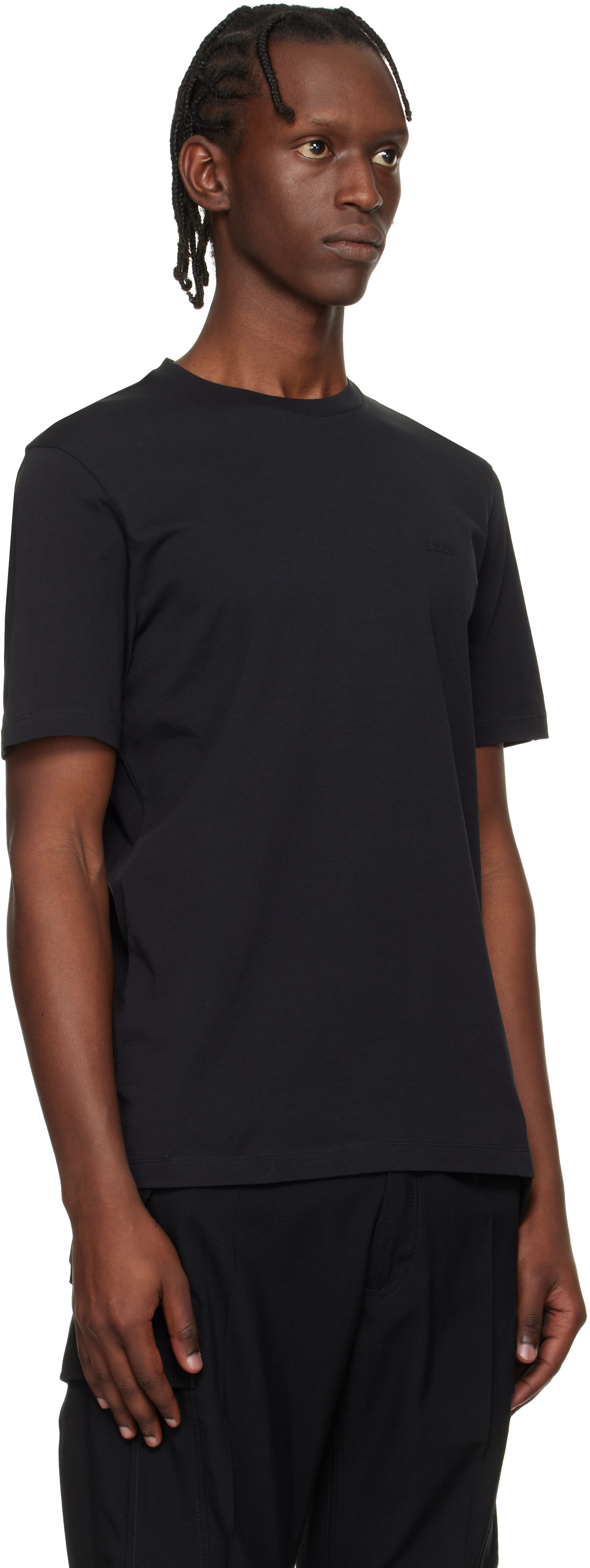 Black Logo Detail Cotton-Jersey T-shirt