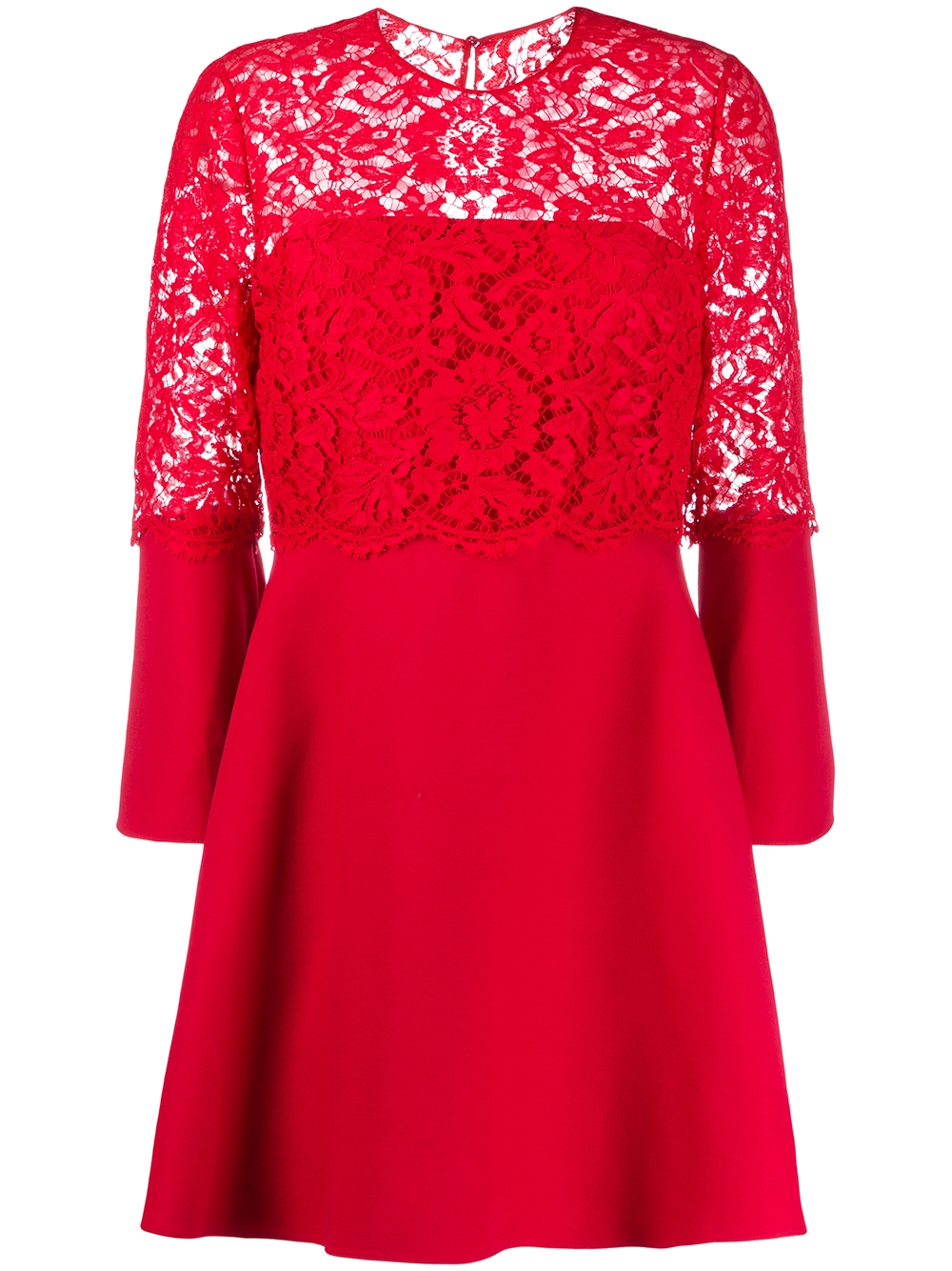 Floral lace A-line minidress - Red