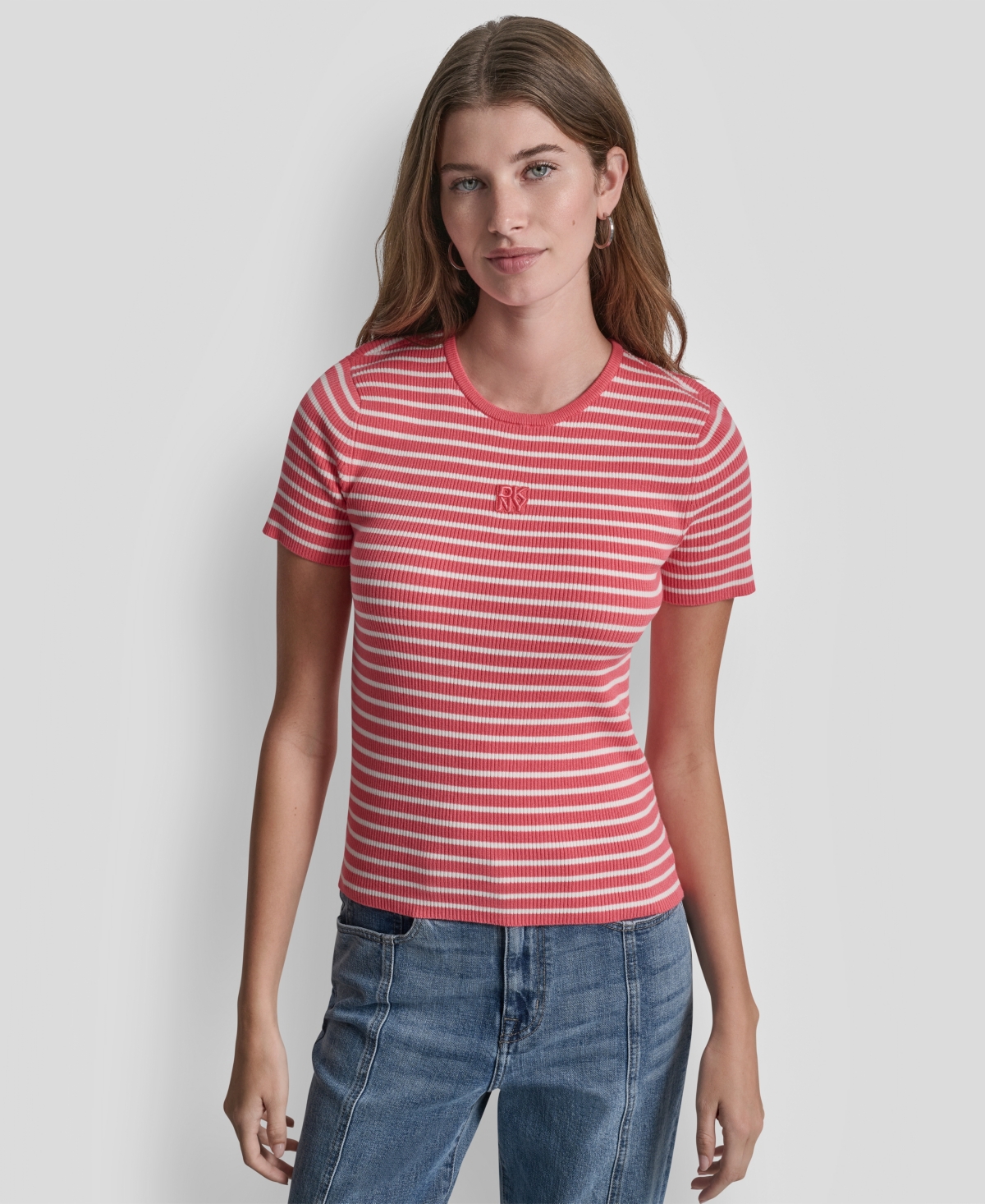 Petite Crewneck Striped Sweater - Sunkissed/ivory