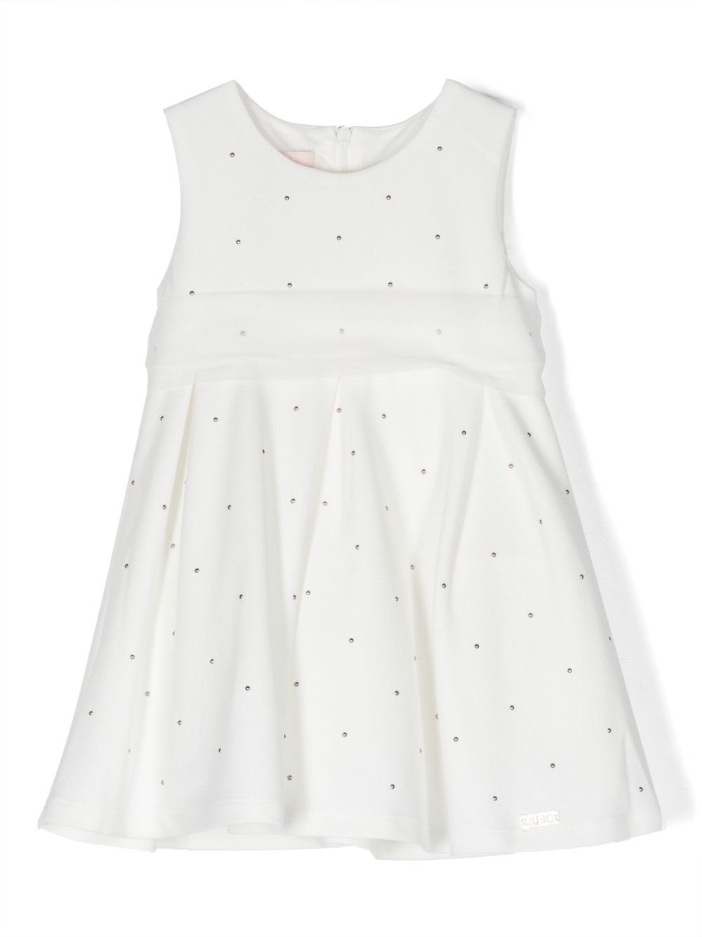 Stud-embellished sleeveless dress - White