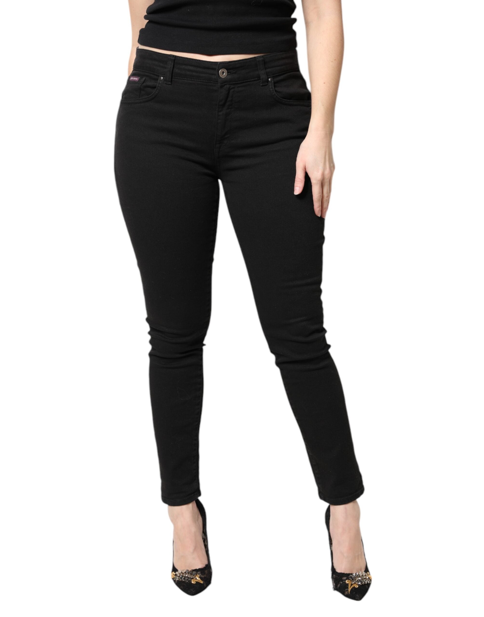 Cotton Blend Skinny Jeans — Black