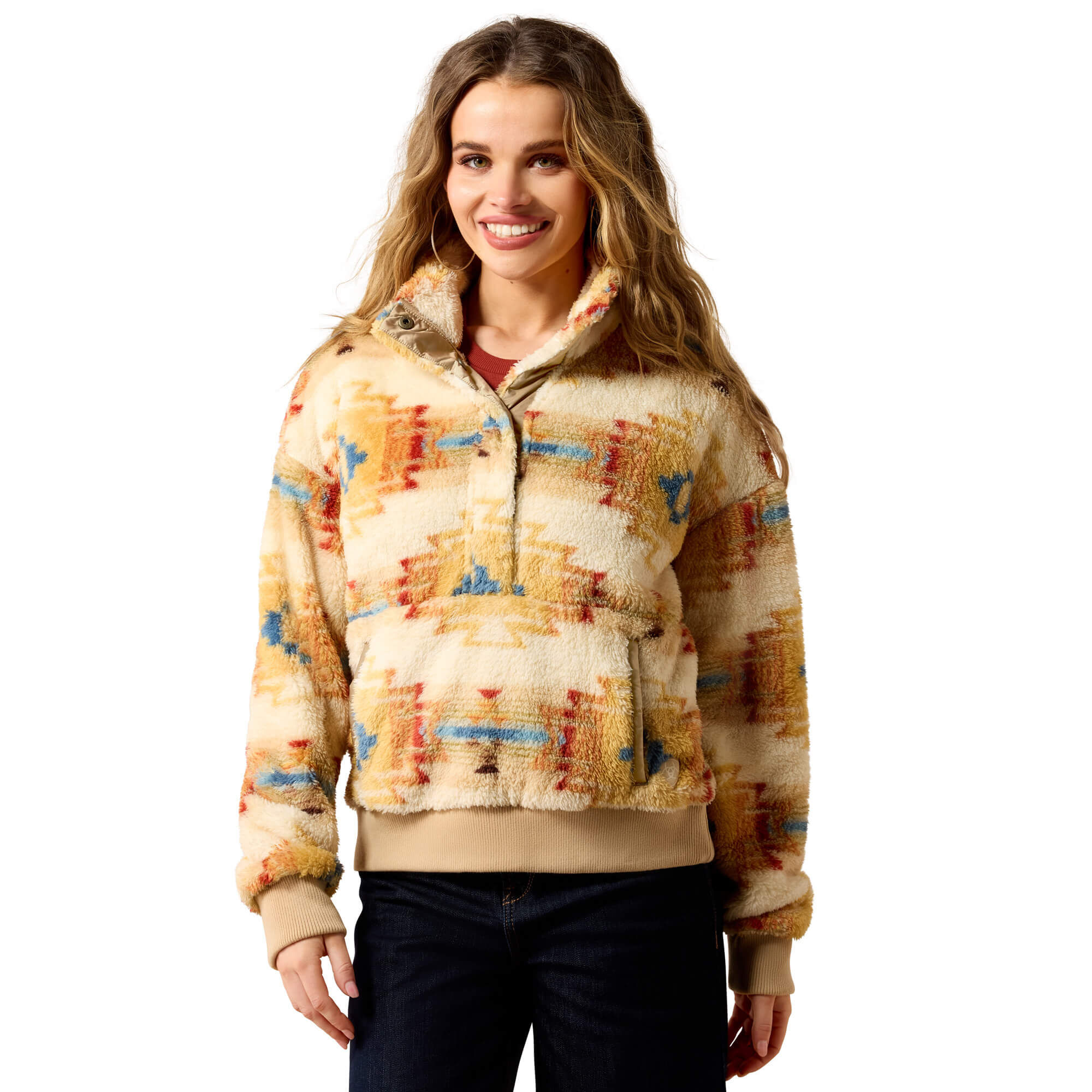 Women's Berber Sweatshirt Long Sleeve in Sonoma Southwest Print, Size Large, by