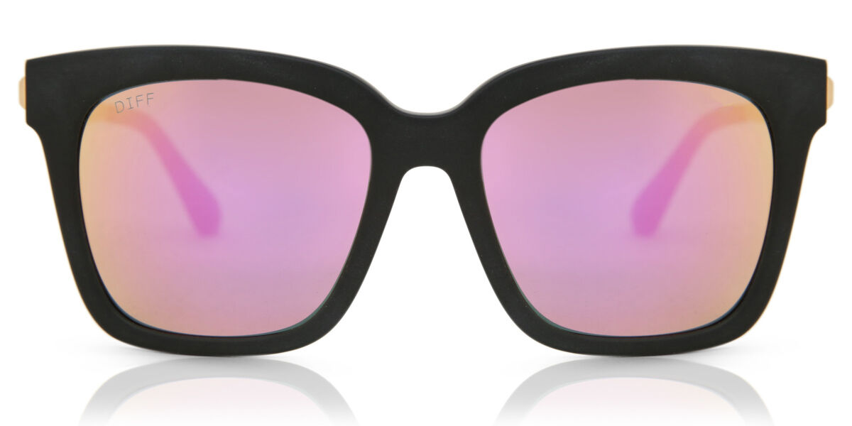 DIFF Bella /S Polarized matte black+pink mirror polarized lens Women’s Sunglasses Black