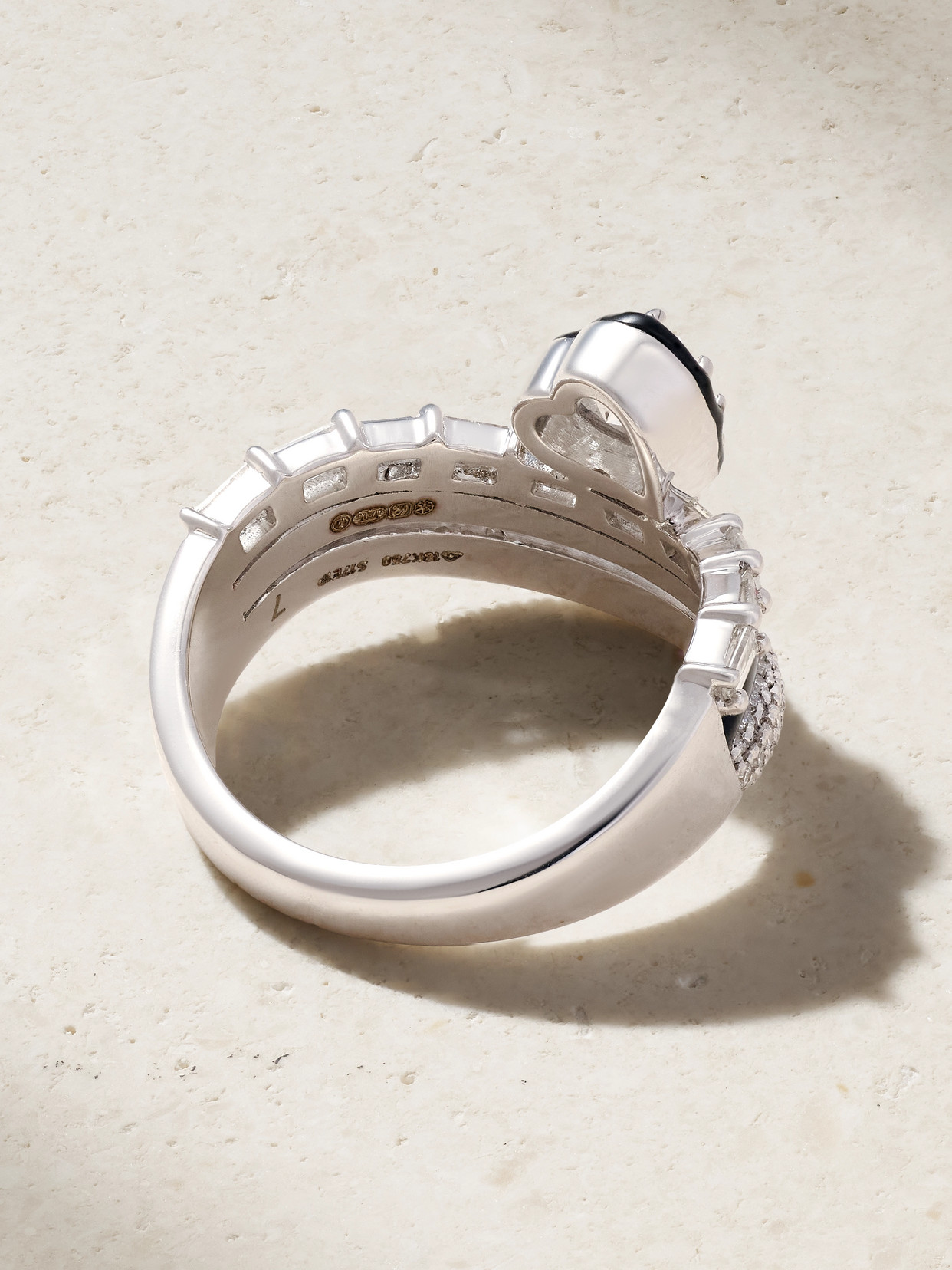 Heart 18-karat White Gold, Diamond And Enamel Ring - Silver