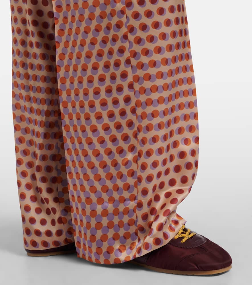 Polka-dot silk wide-leg pants