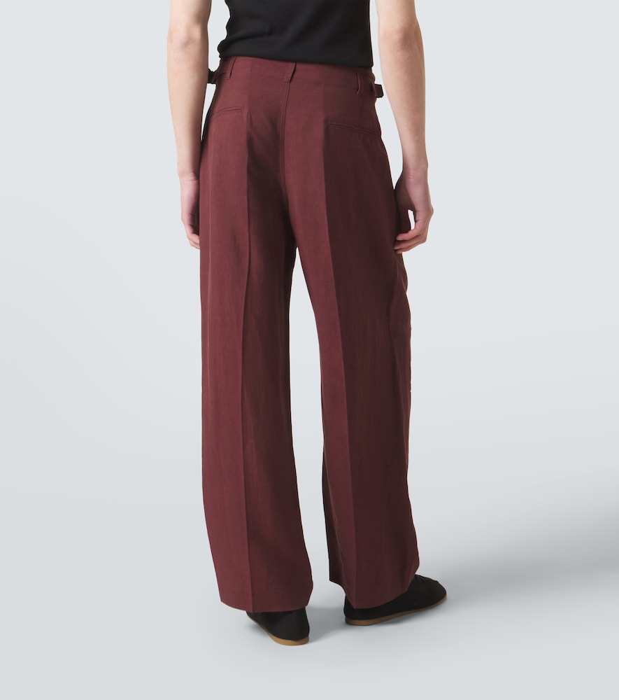 Pleated gabardine wide-leg pants