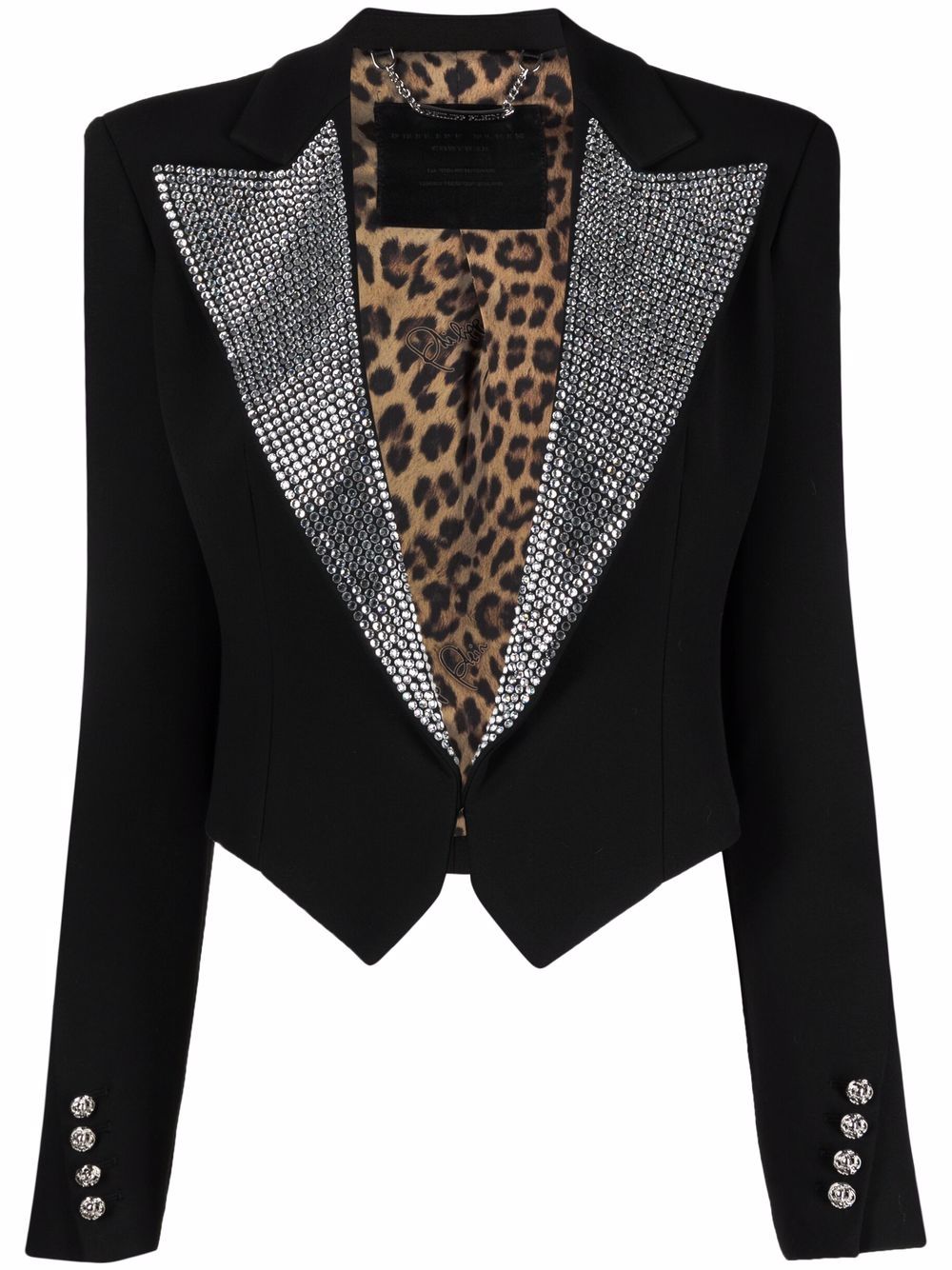 Crystal-embellished cropped blazer - Black