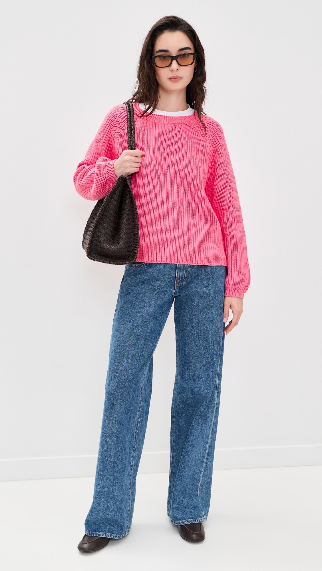 Crew Neck Long Sleeve Sweater Peony Pink