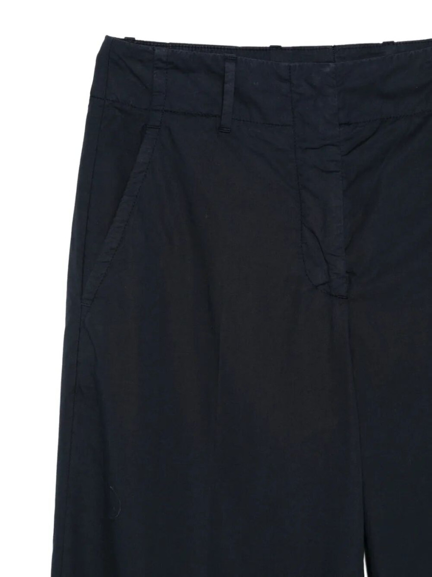 Blue Wide Leg Cotton Trouser