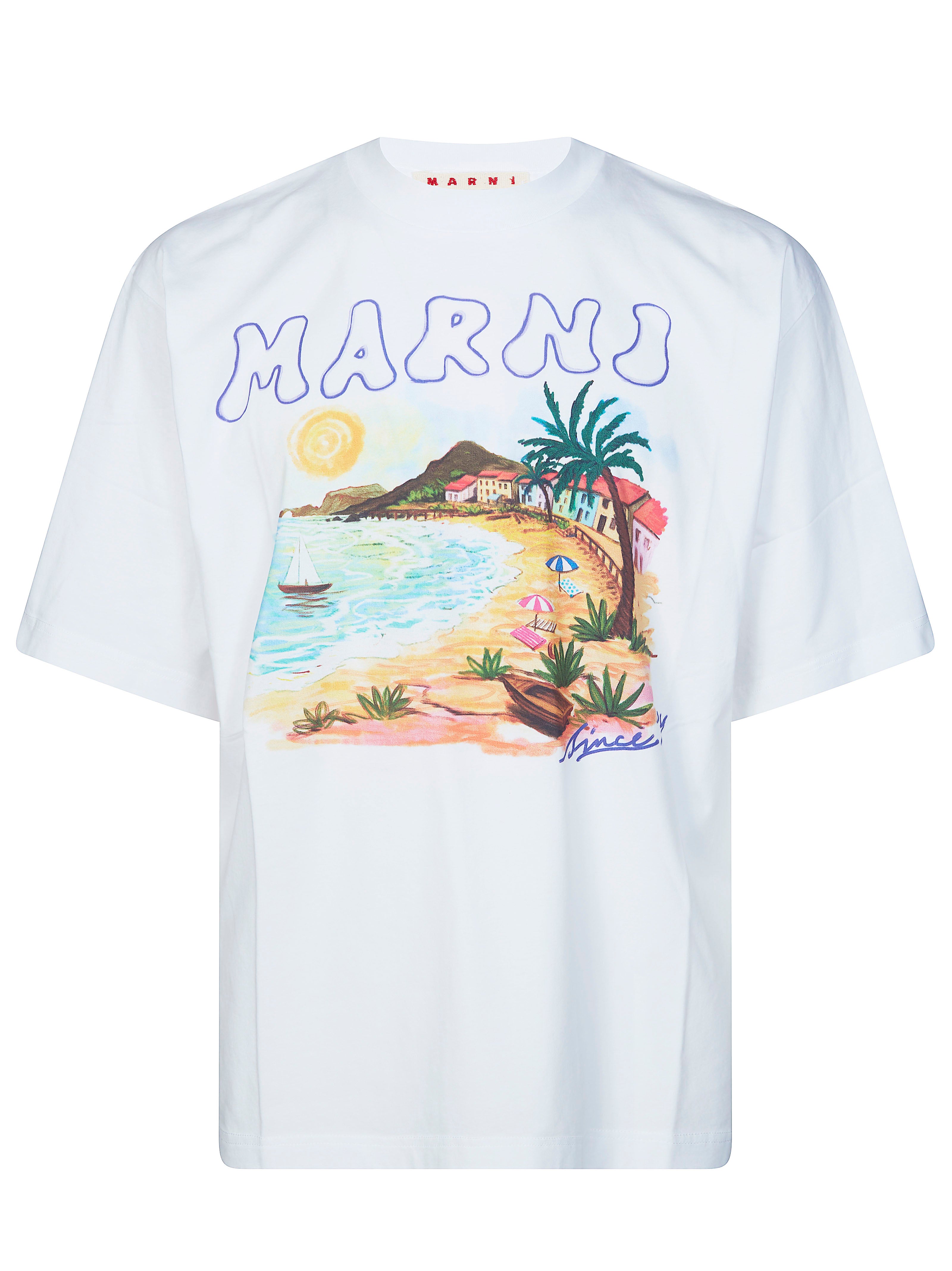 T-shirt in Cotone Con Stampa Beach