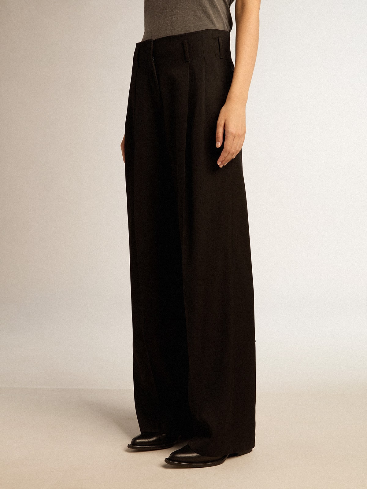 Golden Goose - Women’s Black Wool Gabardine Pants, Woman