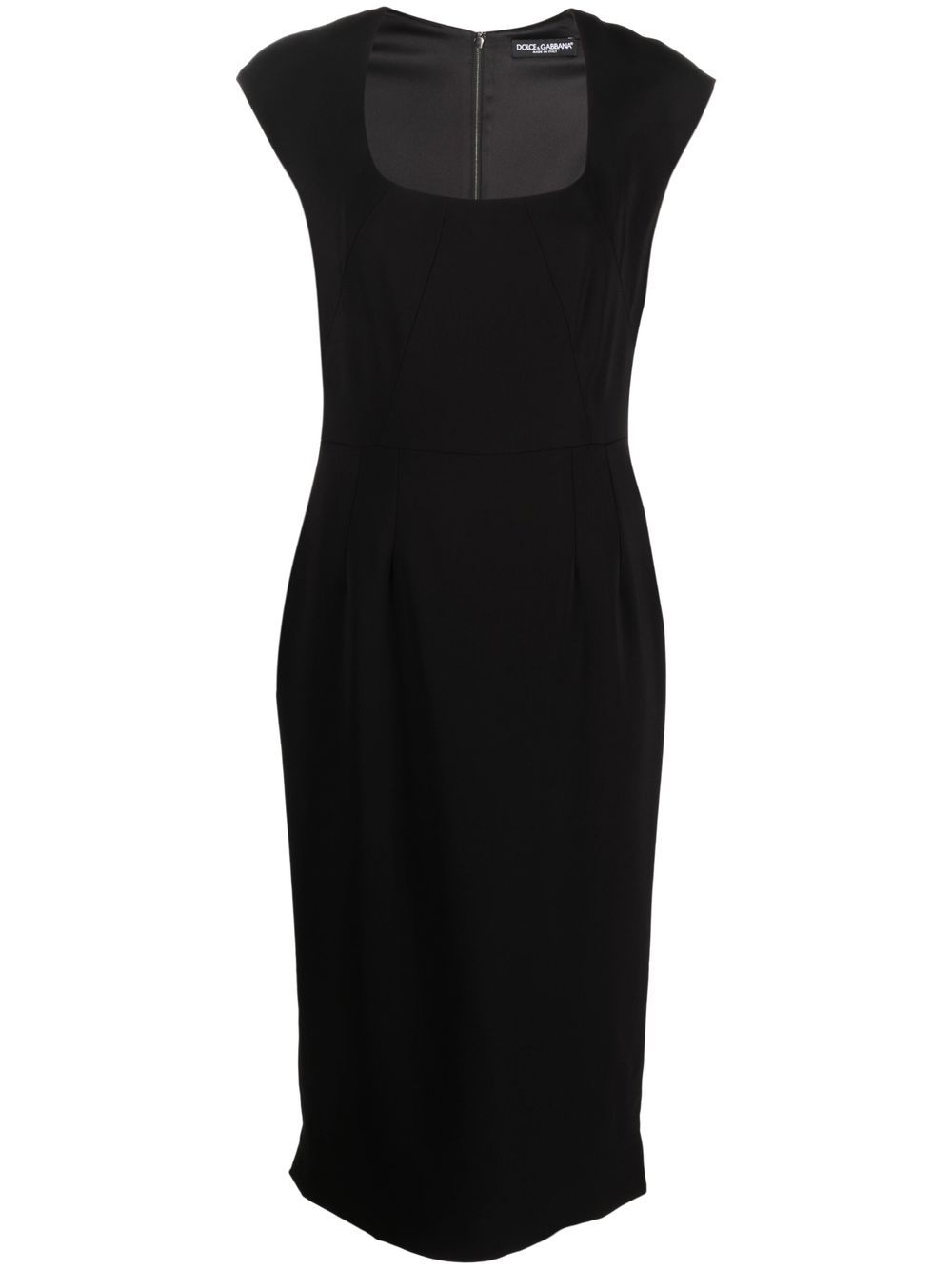 Square-neck tailored midi dress - Black