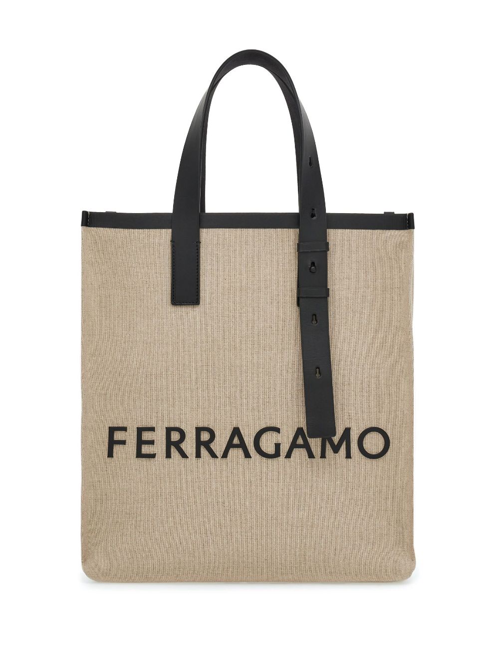Embossed-logo leather tote bag - Neutrals