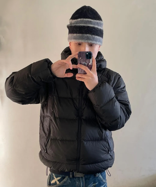 HAIRY STRIPE BEANIE BLACK