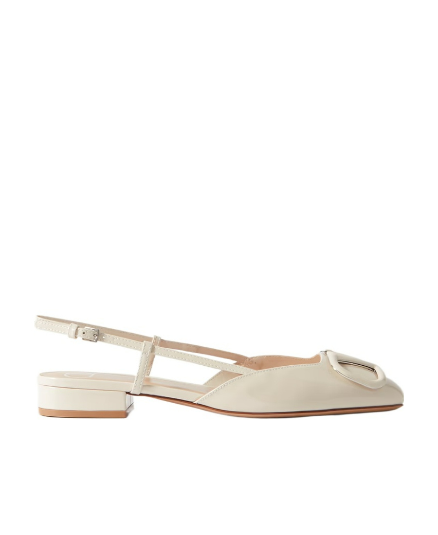 VLogo leather slingback ballerina shoes