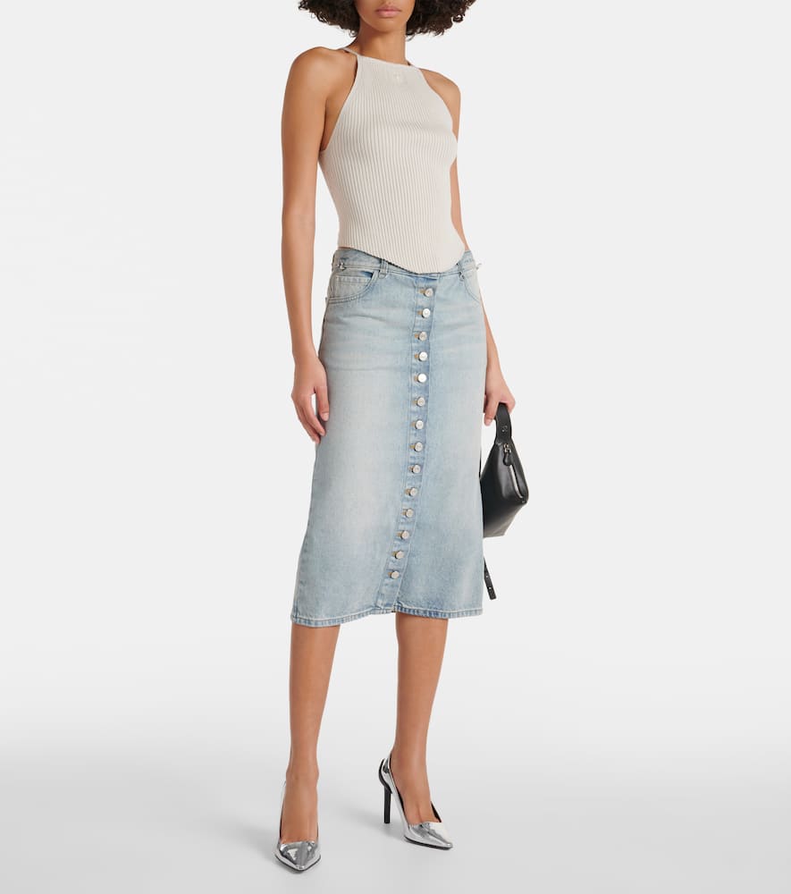 Courrèges Multiflex denim midi skirt