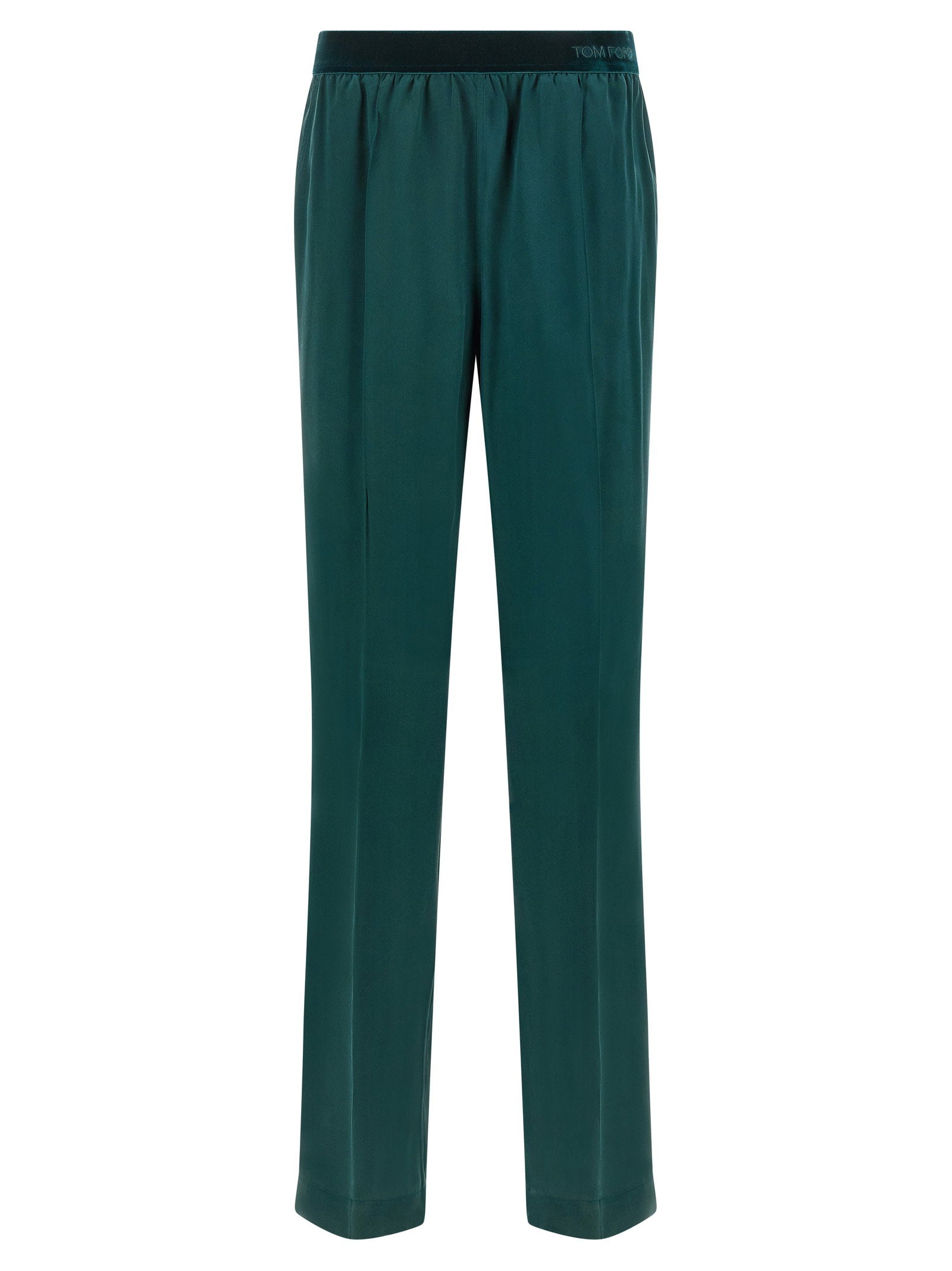 Silk Satin Pajama Trousers — teal