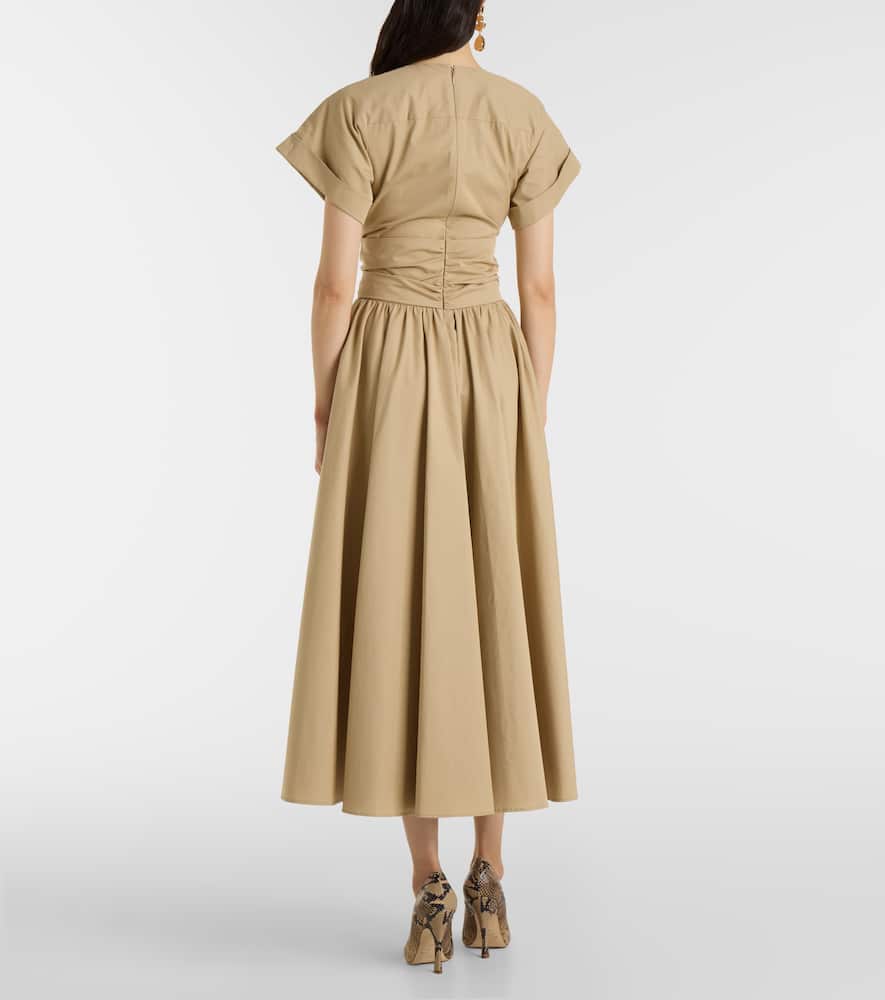 Gathered cotton midi dress