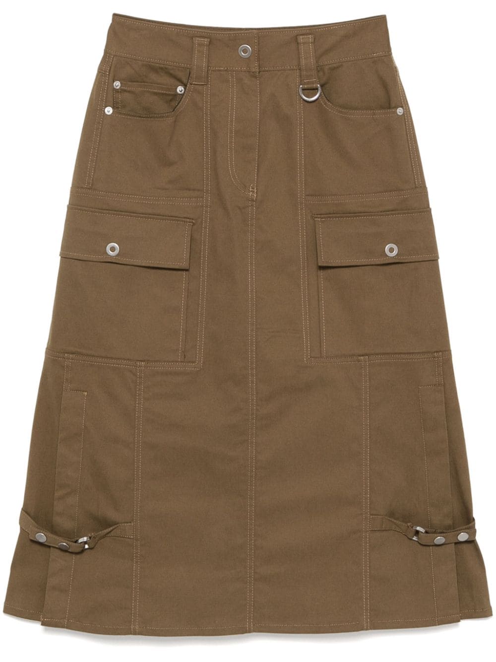 Decorative button straight skirt - Brown