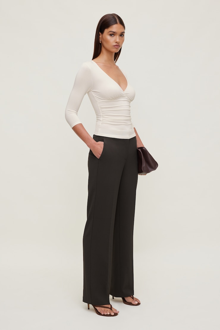 Camelia Crepe Straight Leg Pants - Brown - Women Clothing
