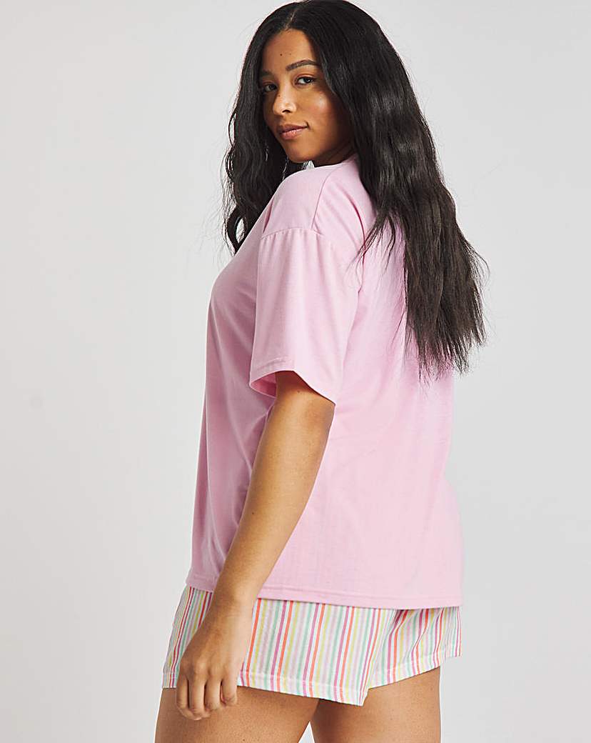 Slogan Tee Pyjama Shortie Set