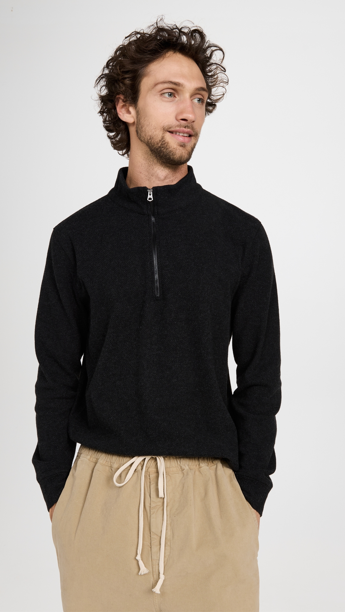 Legend Sweater Quarter Zip Pullover Heathered Black Twill