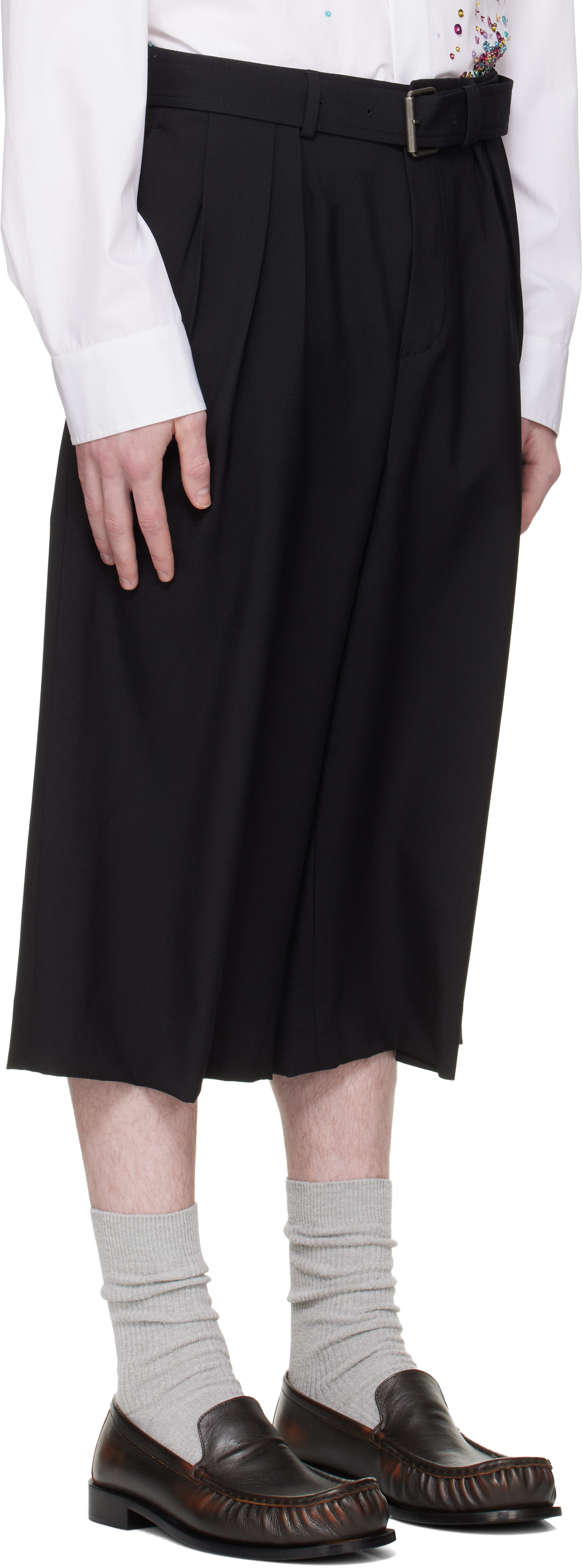 Black Wool Mohair Shorts