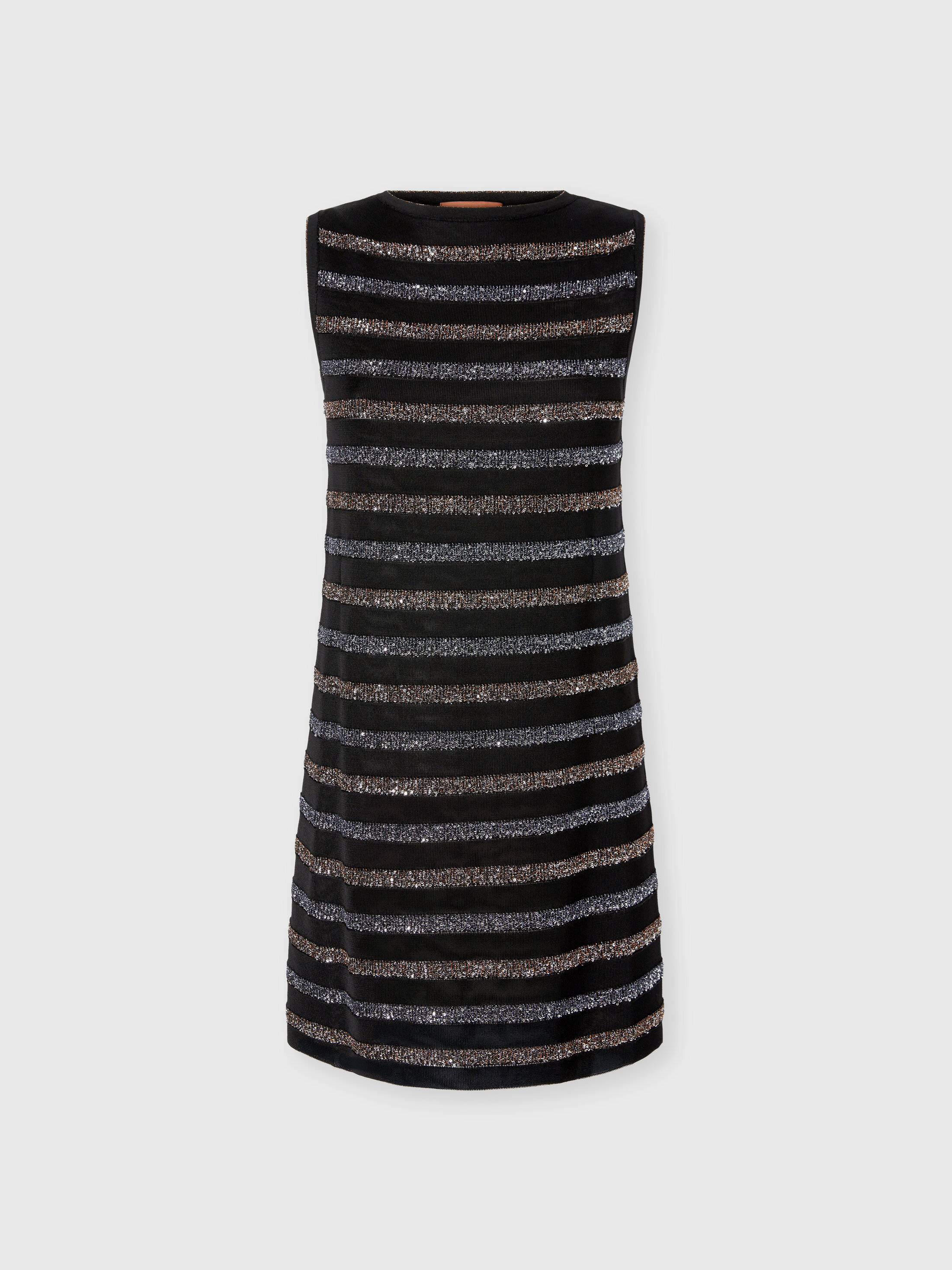 Missoni - Sleeveless Striped Mini Dress with Sequins, Women, Green& Brown
