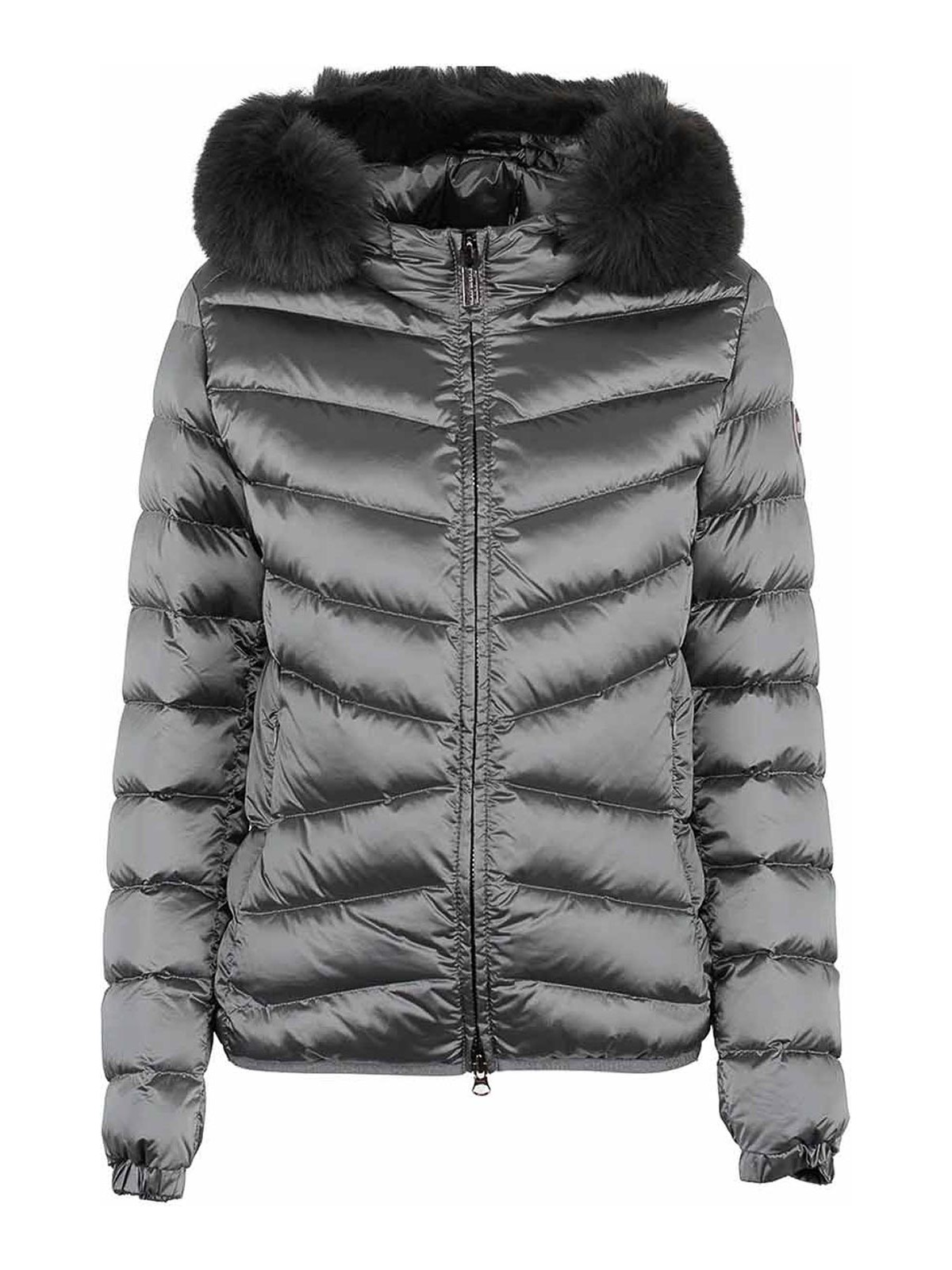 Quilted Down Jacket With Faux Fur