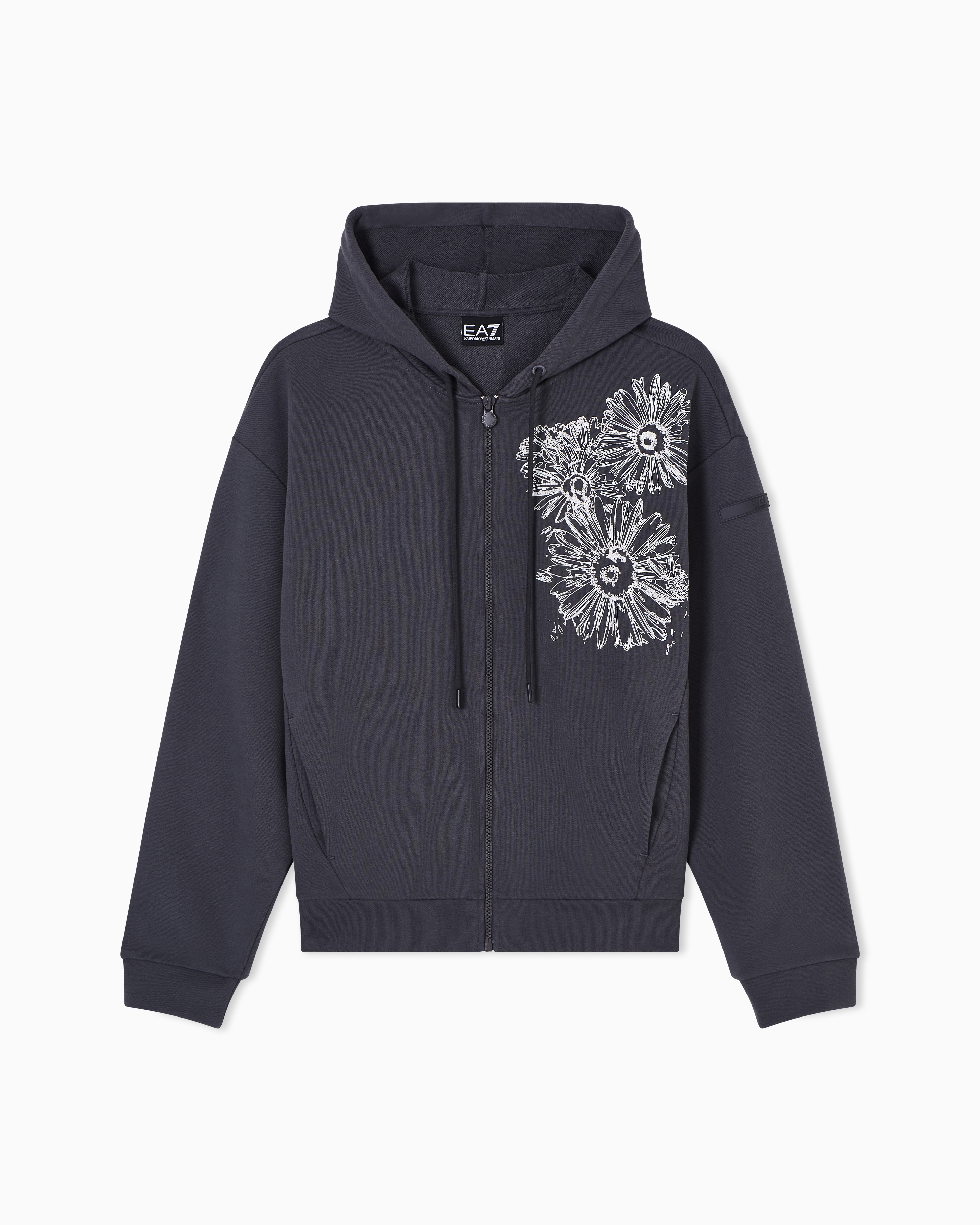 Graphic Series cotton-blend hooded sweatshirt with floral print