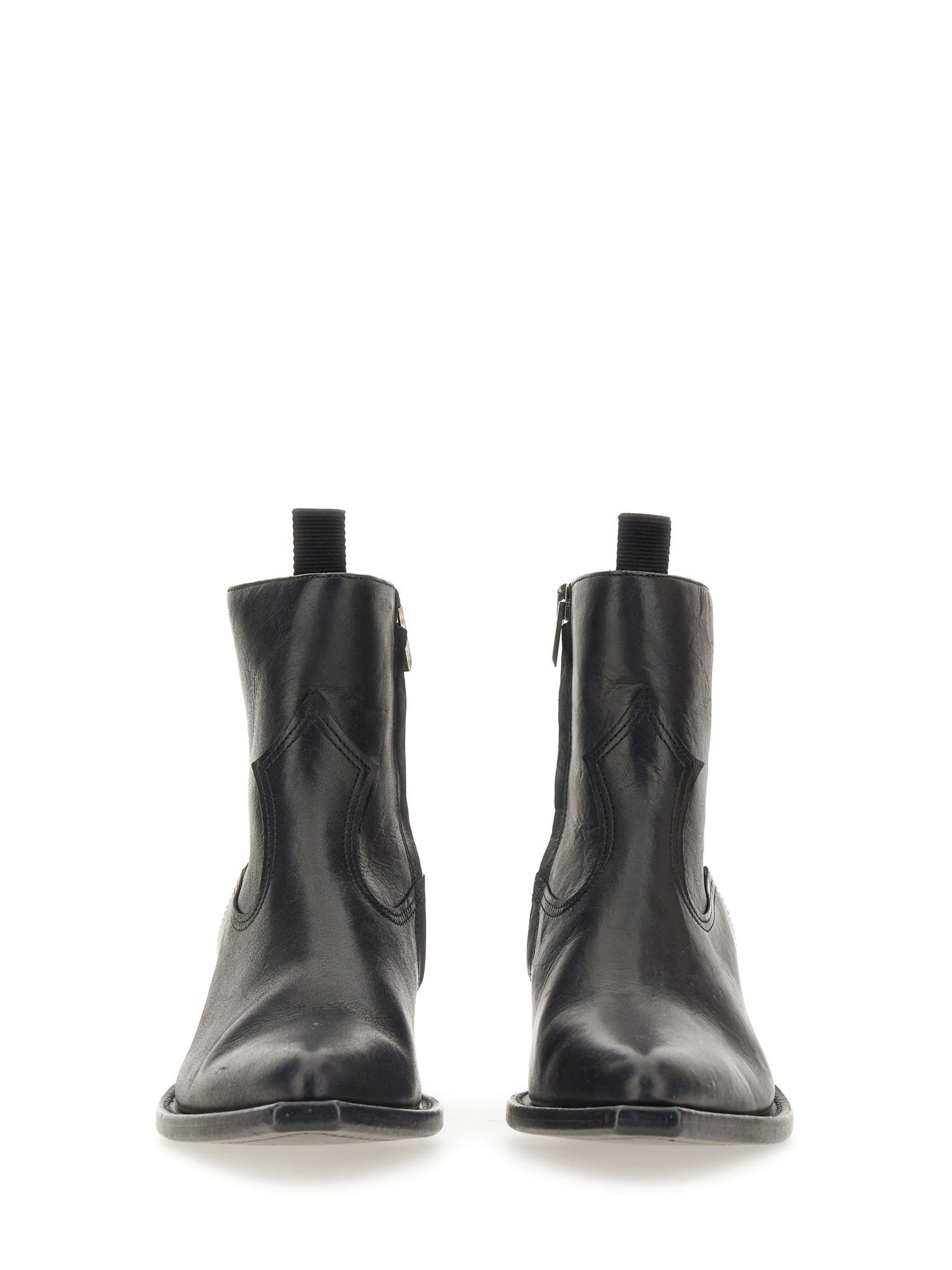 Debbie Texan Ankle Boots In Black Leather