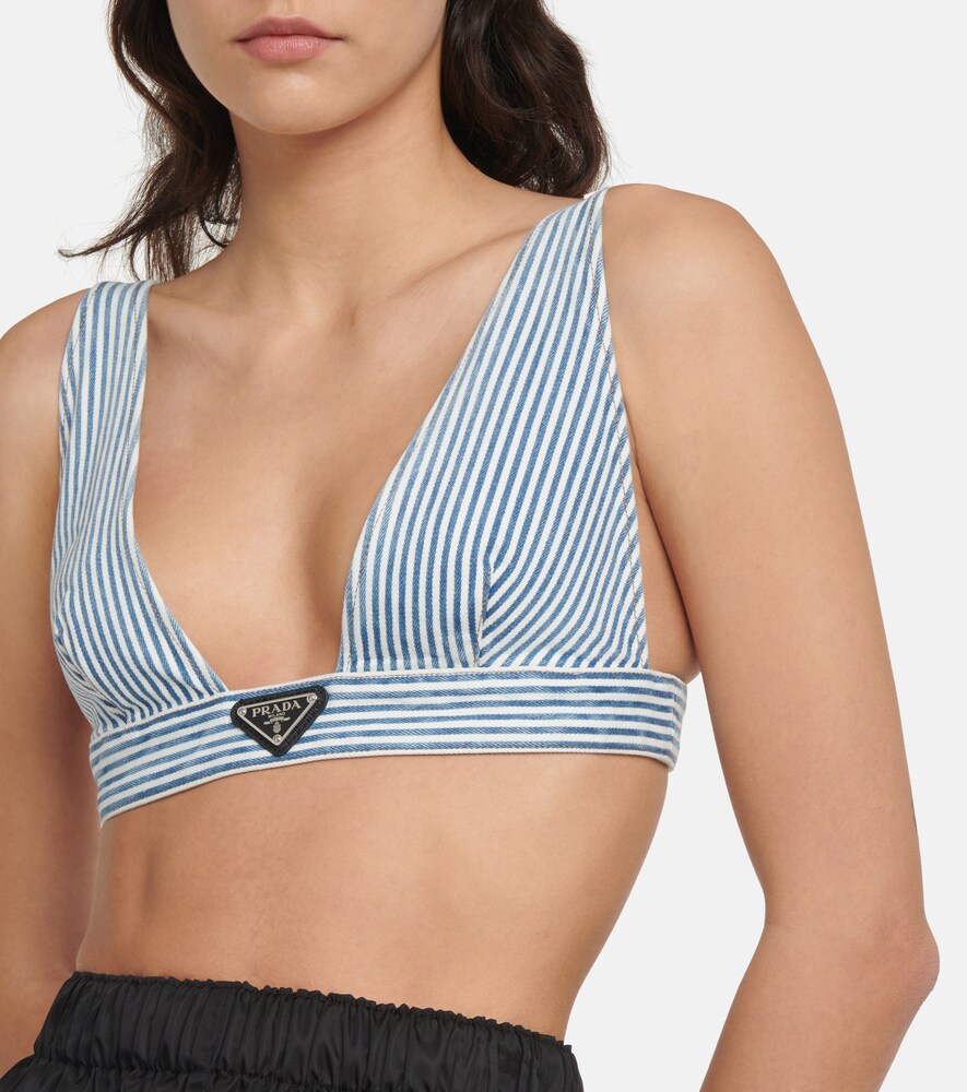 Striped denim bralette