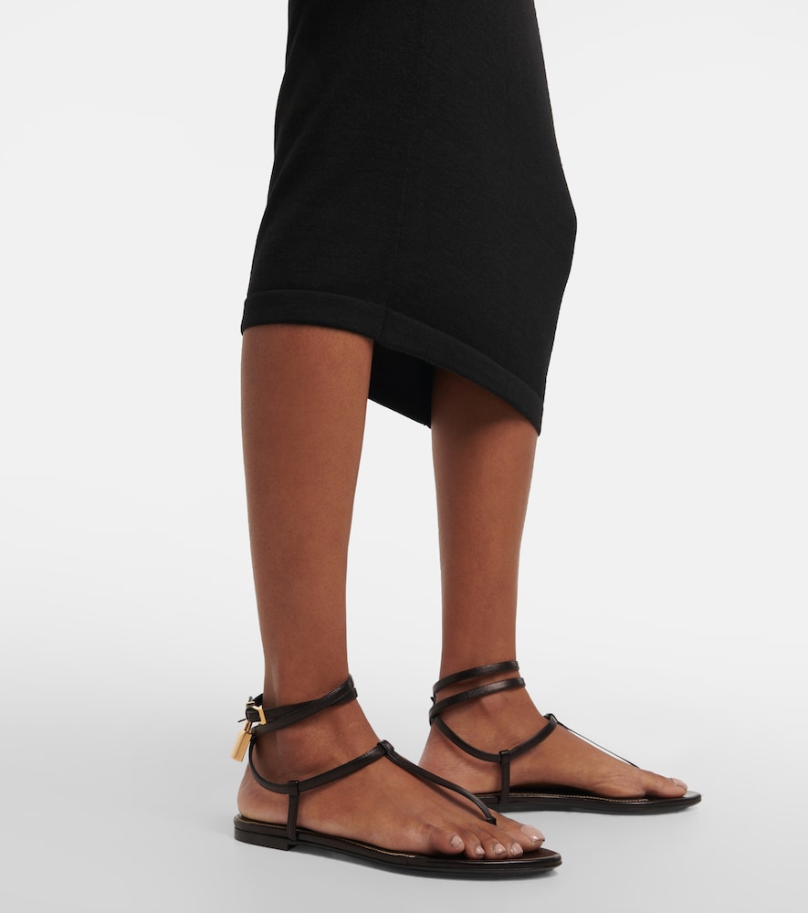 Padlock leather thong sandals