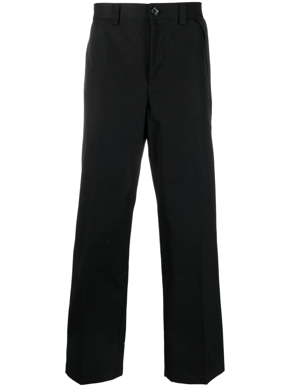 Mid-rise cotton wide-leg trousers - Black
