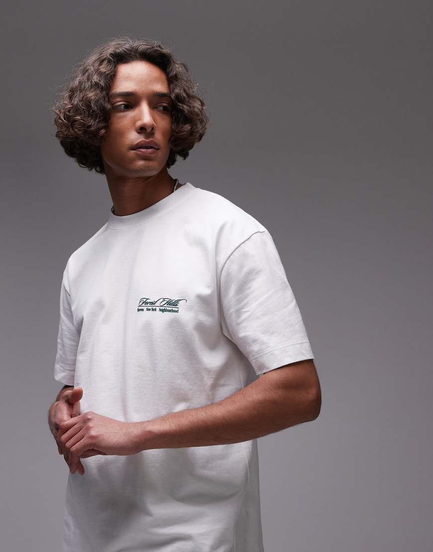 Oversized fit t-shirt with Hills print in white