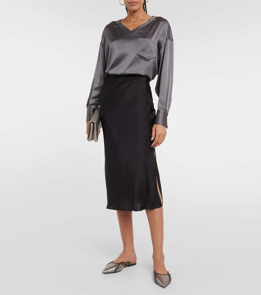 Satin midi skirt