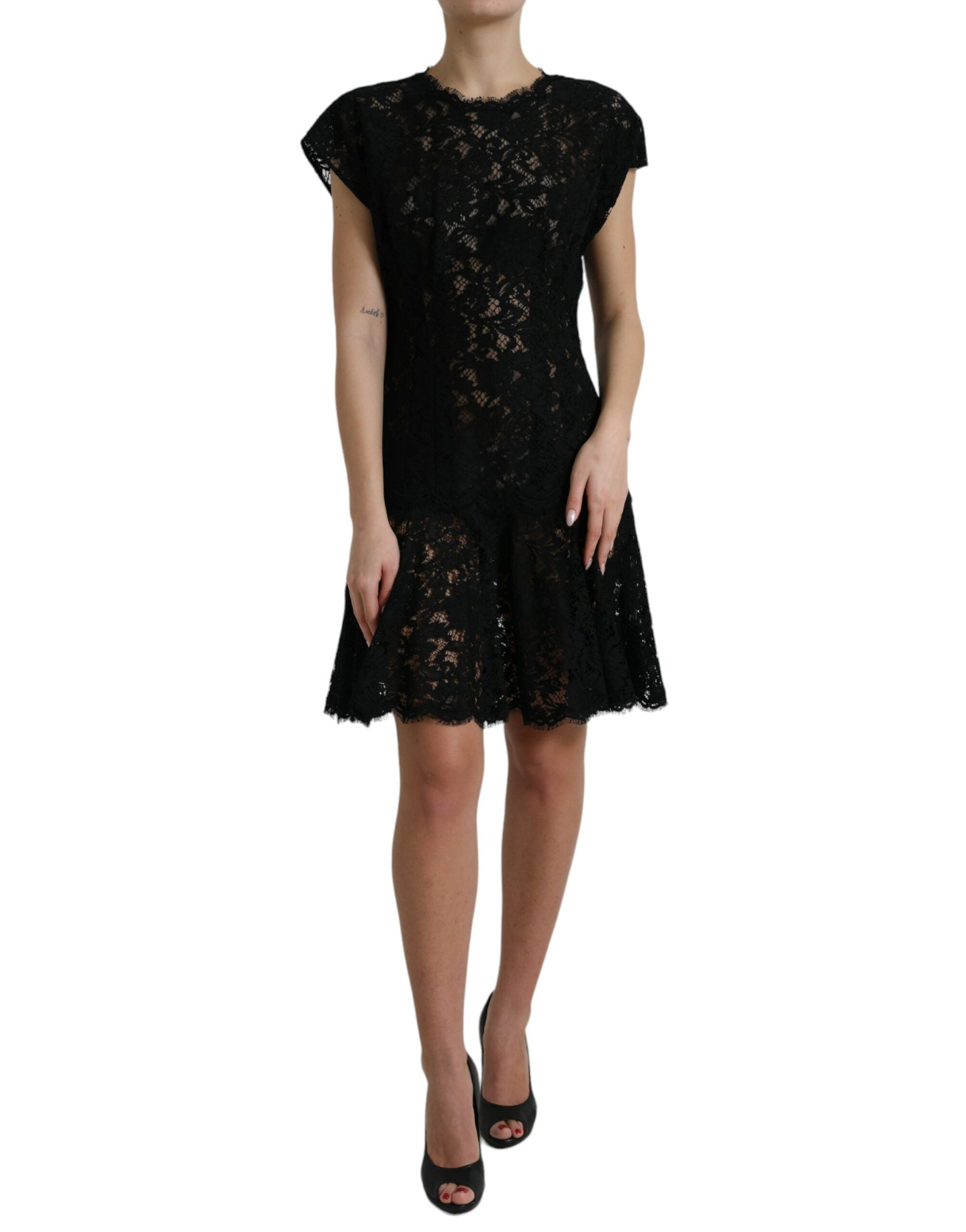 Floral Lace Dress — Black