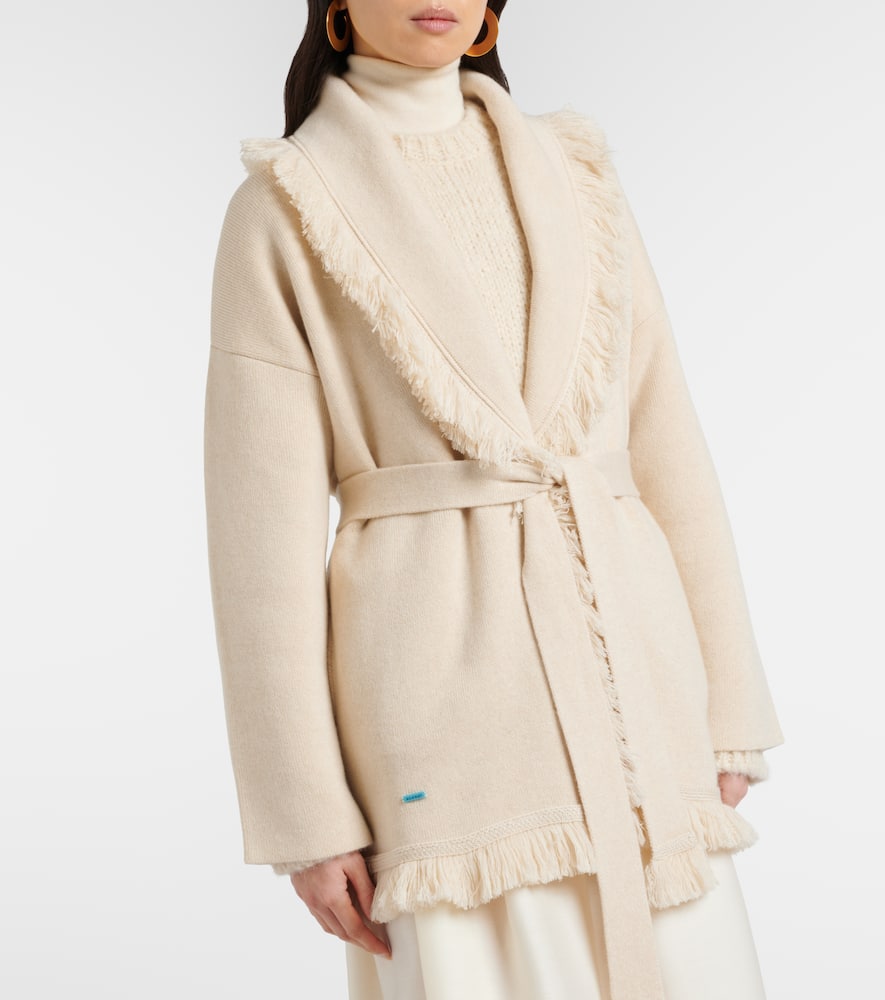 Finest fringed cashmere and cotton cardigan