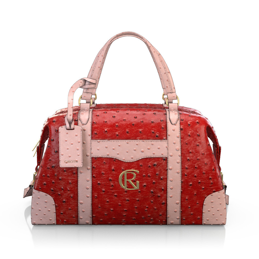 Custom Women's Duffle Bag - Red Stamped leather - GIROTTI