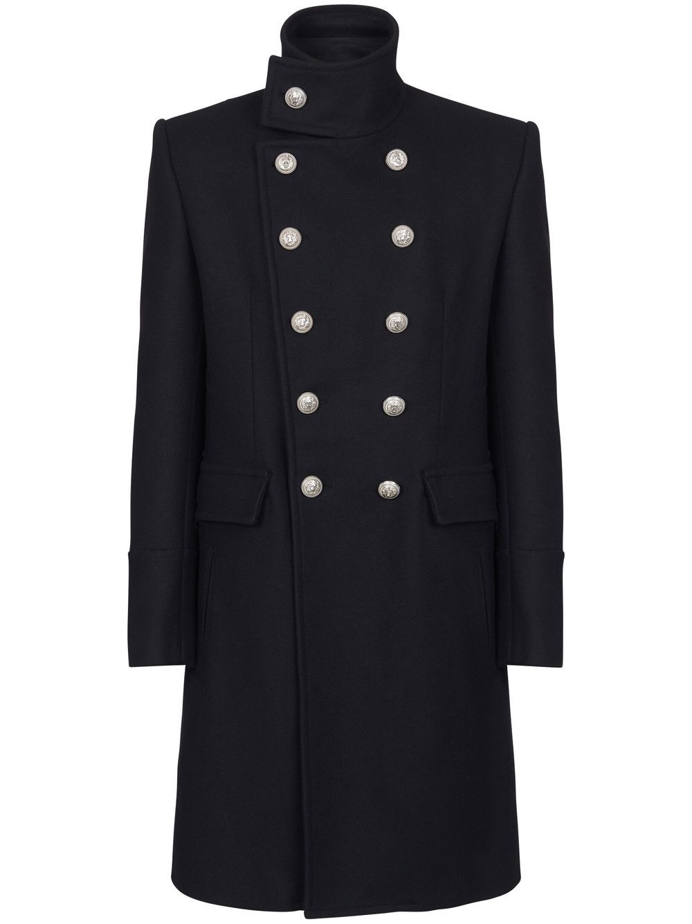 Double-breasted wool coats - Black