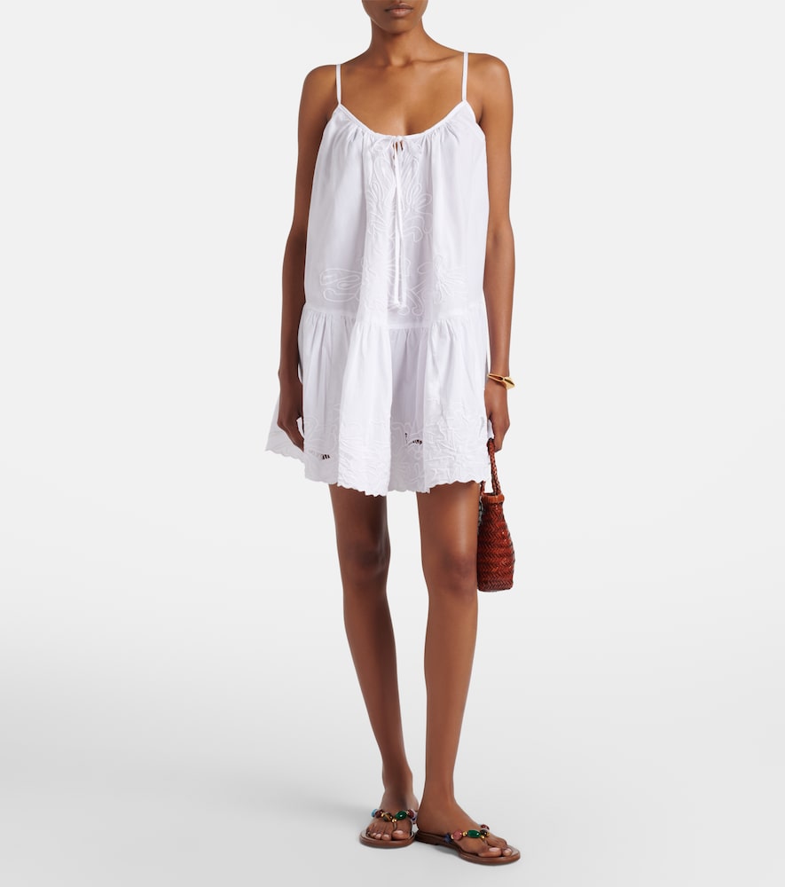 Embroidered cotton poplin minidress