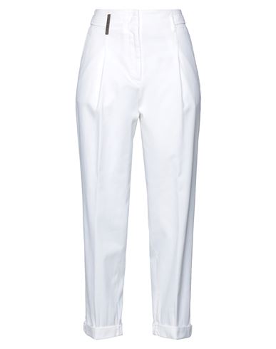 Peserico Woman Pants Ivory Size 6 Cotton, Elastane, Soft Leather