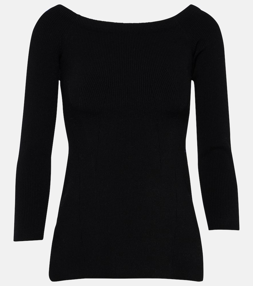 Veronica Beard Derick ribbed-knit off-shoulder sweater