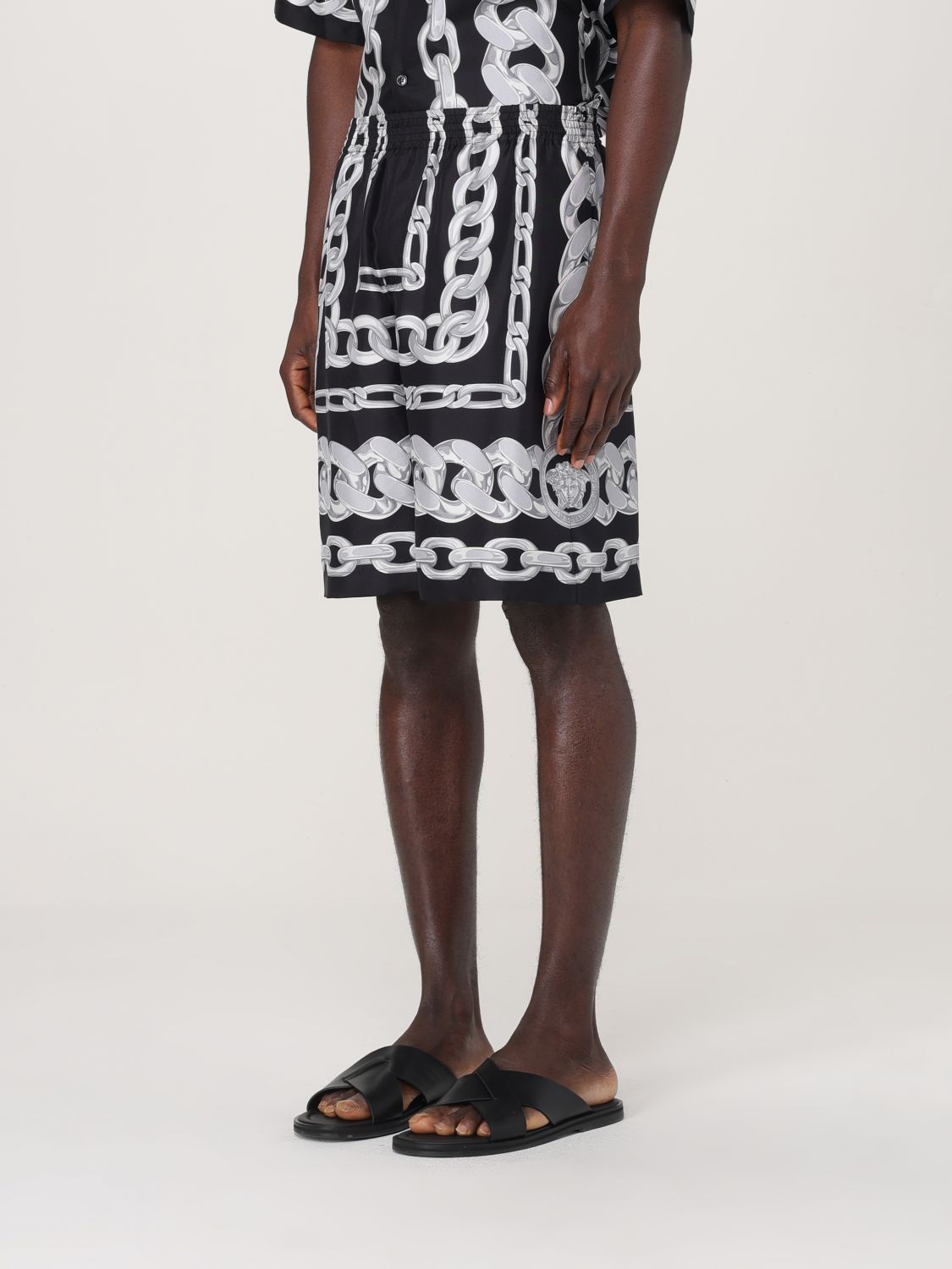 Graphic-print track shorts - Black
