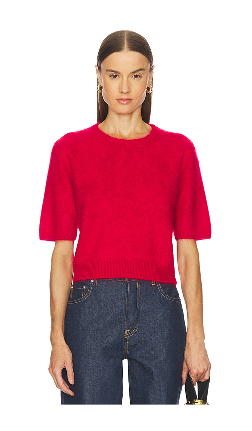 Rag & Bone Jada Brushed Cashmere Short Sleeve Crew in Red. L. Also in
