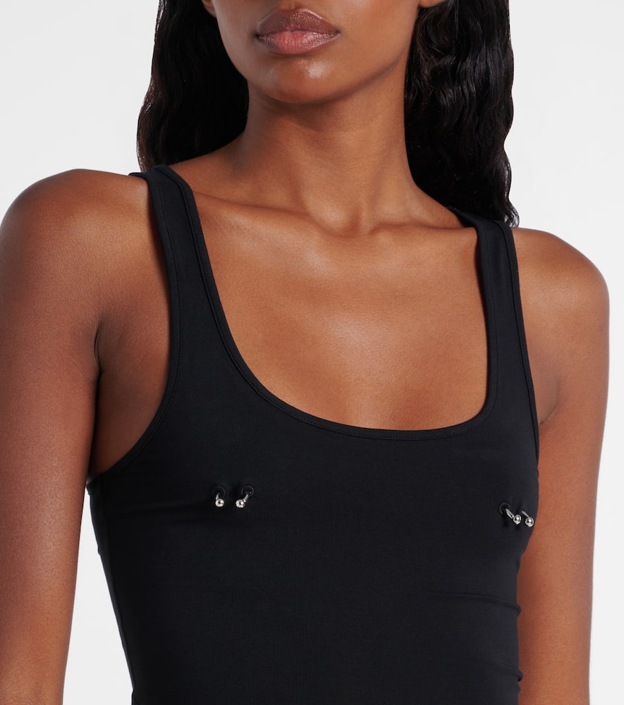 Embellished cotton-blend bodysuit